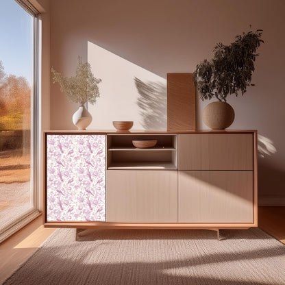 Dècoupage Toile de Jouy - Fiori e uccelli rosa