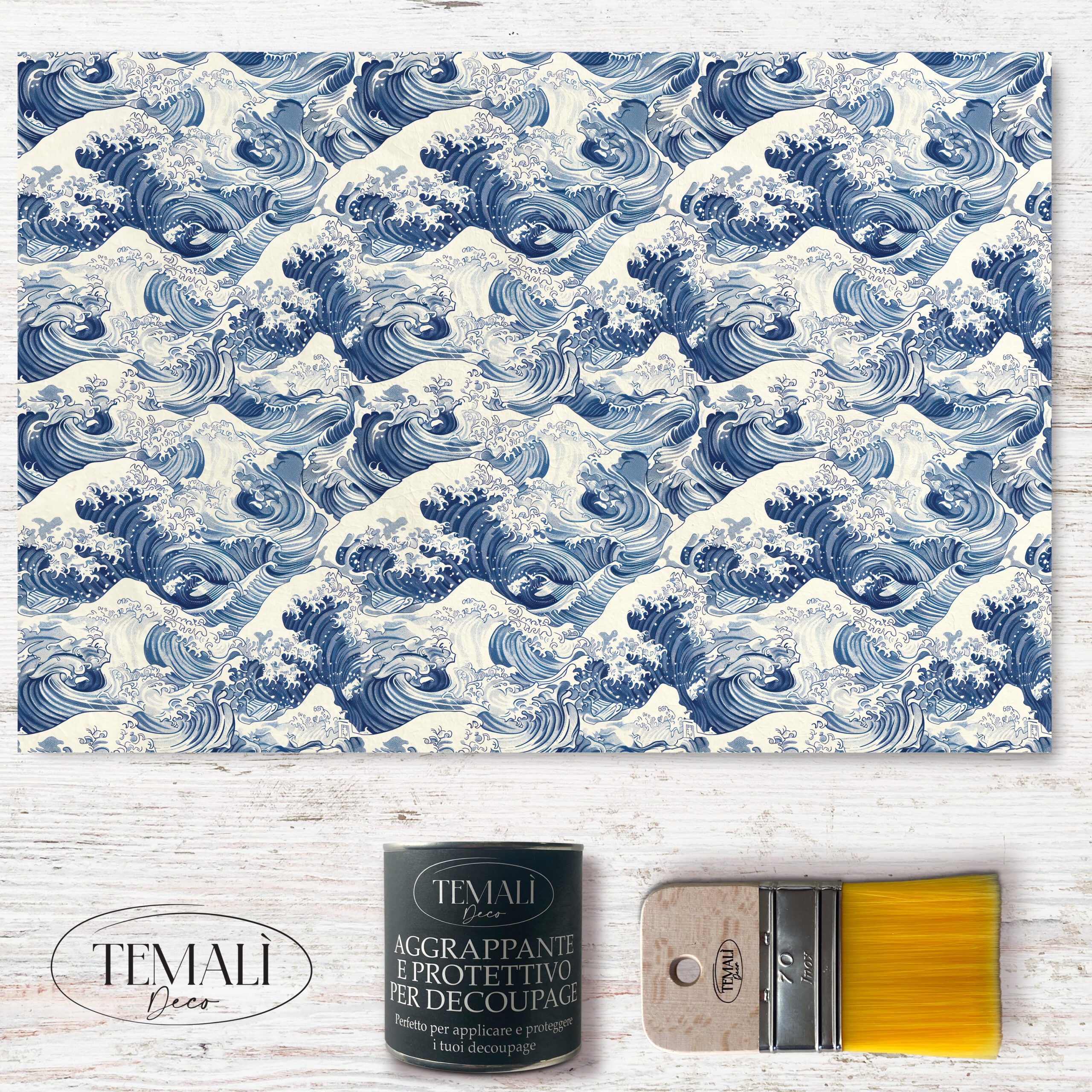 Dècoupage Toile de Jouy - Onde blu