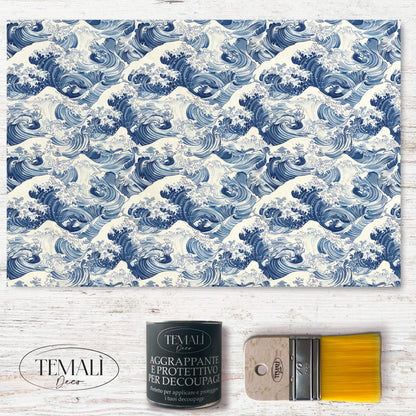 Dècoupage Toile de Jouy - Onde blu