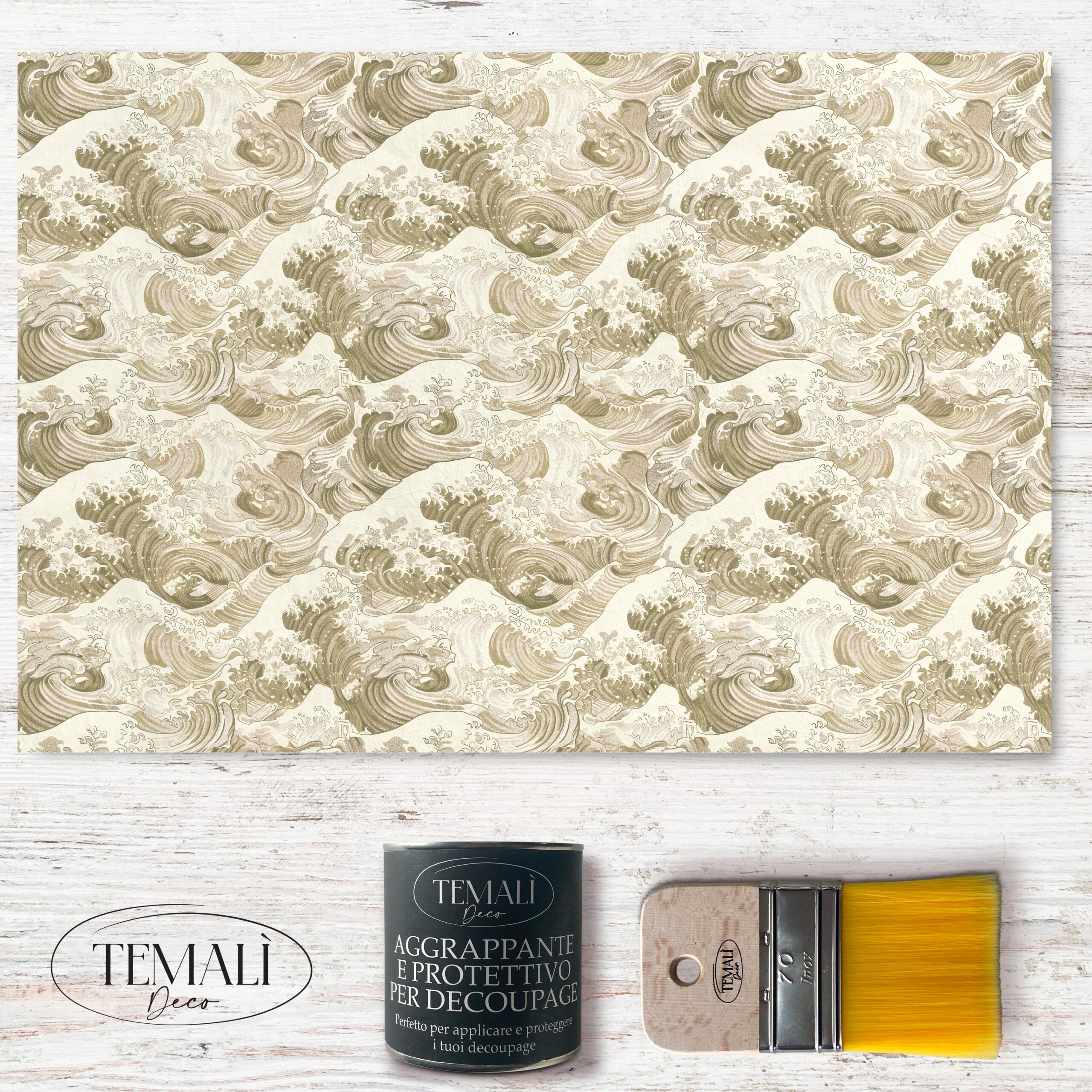 Dècoupage Toile de Jouy - Onde ocra