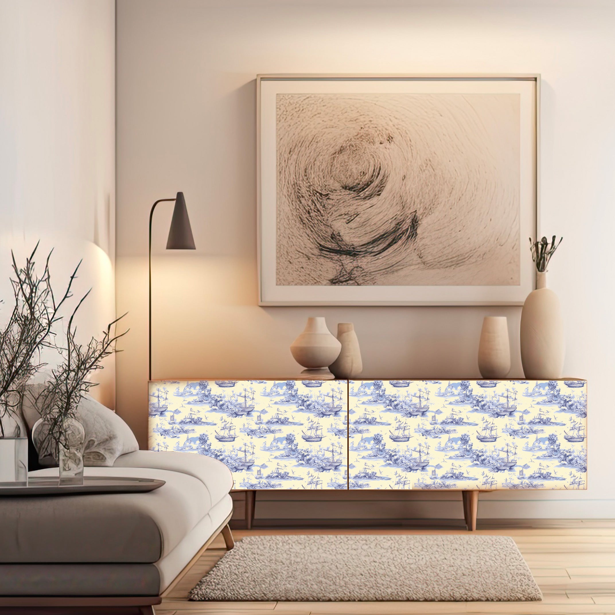 Dècoupage Toile de Jouy - Velieri blu