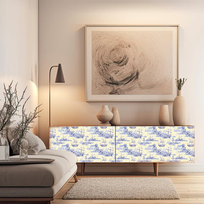 Dècoupage Toile de Jouy - Velieri blu