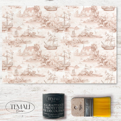 Dècoupage Toile de Jouy - Velieri rossi