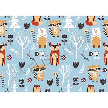 Stampa Trasferibile "BABY, LIGHTBLUE FOREST" 28x40 cm