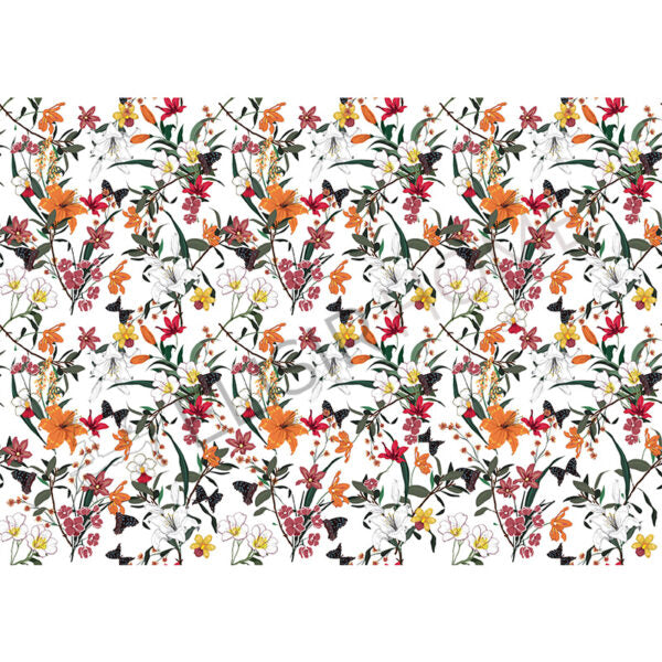 Stampa Trasferibile "FLORA & FAUNA, BUTTERFLY FLOWER" 28x40 cm