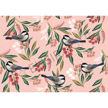 Stampa Trasferibile "FLORA & FAUNA, PINK BIRD" 28X40 cm