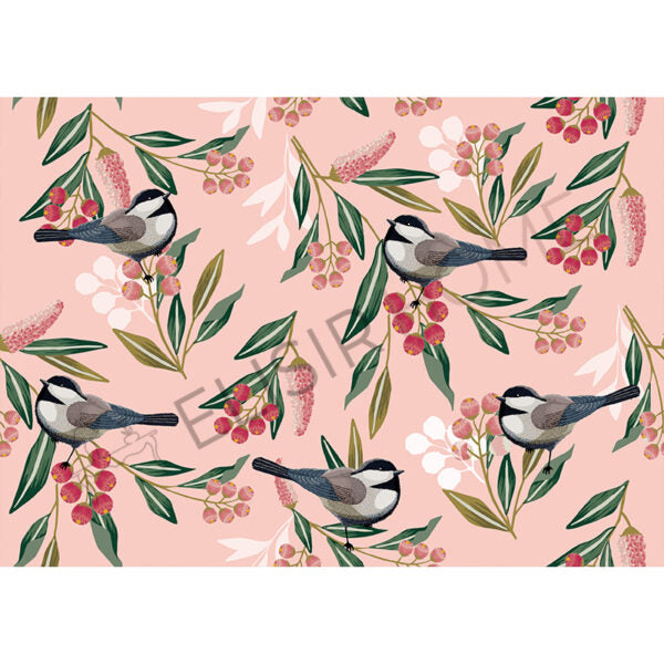 Stampa Trasferibile "FLORA & FAUNA, PINK BIRD" 28X40 cm