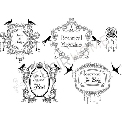 Stampa Trasferibile "SCRIPT, ELEGANT FRAME" 28x40 cm