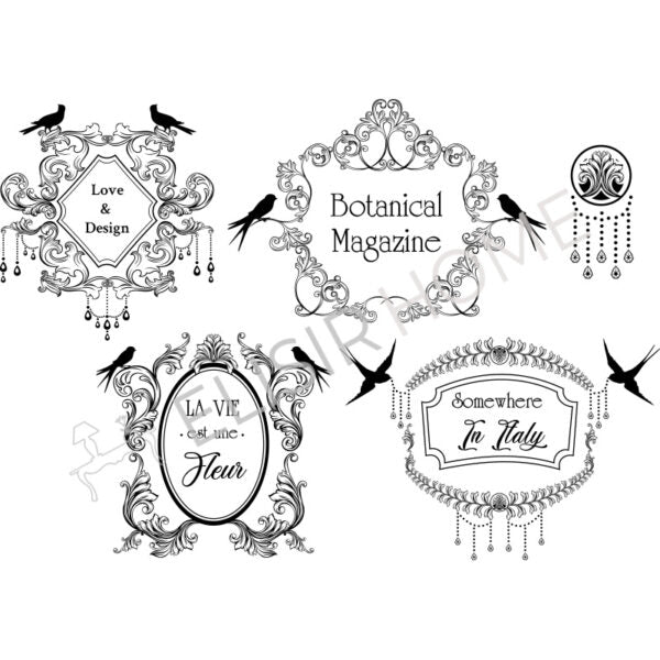 Stampa Trasferibile "SCRIPT, ELEGANT FRAME" 28x40 cm