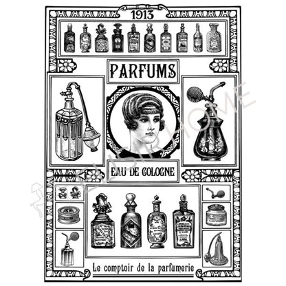 Stampa Trasferibile "VINTAGE, PARFUMS" 28x40 cm