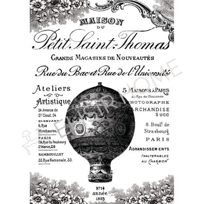 Stampa Trasferibile "VINTAGE, MONGOLFIERA" 28x40 cm