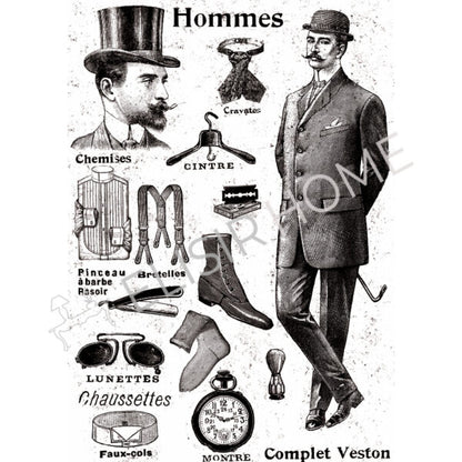 Stampa Trasferibile "VINTAGE, HOMMES" 28x40 cm