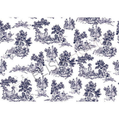 Stampa Trasferibile "TOILE DE JOUY, BLU" 28x40 cm