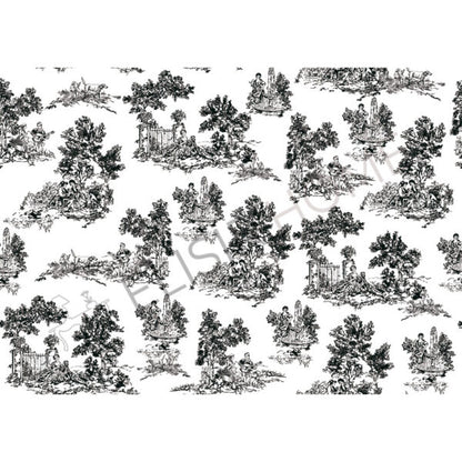 Stampa Trasferibile "TOILE DE JOUY, NERO" 28x40 cm