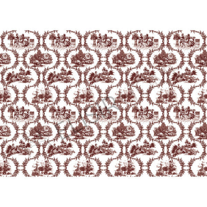 Stampa Trasferibile "TOILE DE JOUY, GHIRLANDE BORDEAUX" 28x40 cm