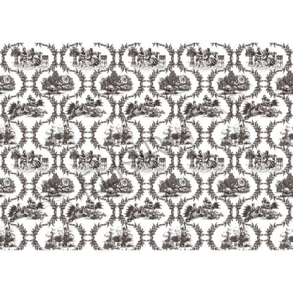 Stampa Trasferibile "TOILE DE JOUY, GHIRLANDE GRAFITE" 28x40 cm