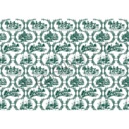 Stampa Trasferibile "TOILE DE JOUY, GHIRLANDE VERDE" 28x40 cm