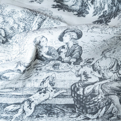 Tessuto in Cotone – Toile de Jouy – Antracite – al metro