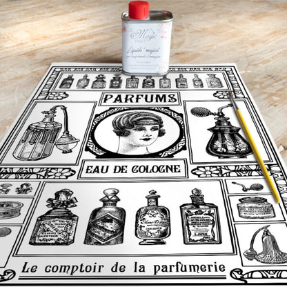 Stampa Trasferibile "VINTAGE, PARFUMS" 28x40 cm