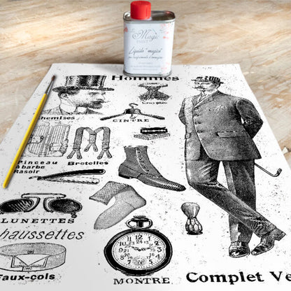 Stampa Trasferibile "VINTAGE, HOMMES" 28x40 cm