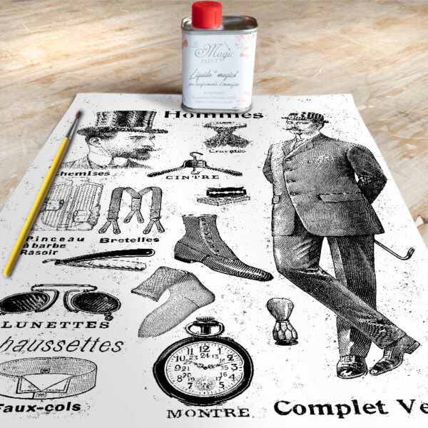 Stampa Trasferibile "VINTAGE, HOMMES" 28x40 cm