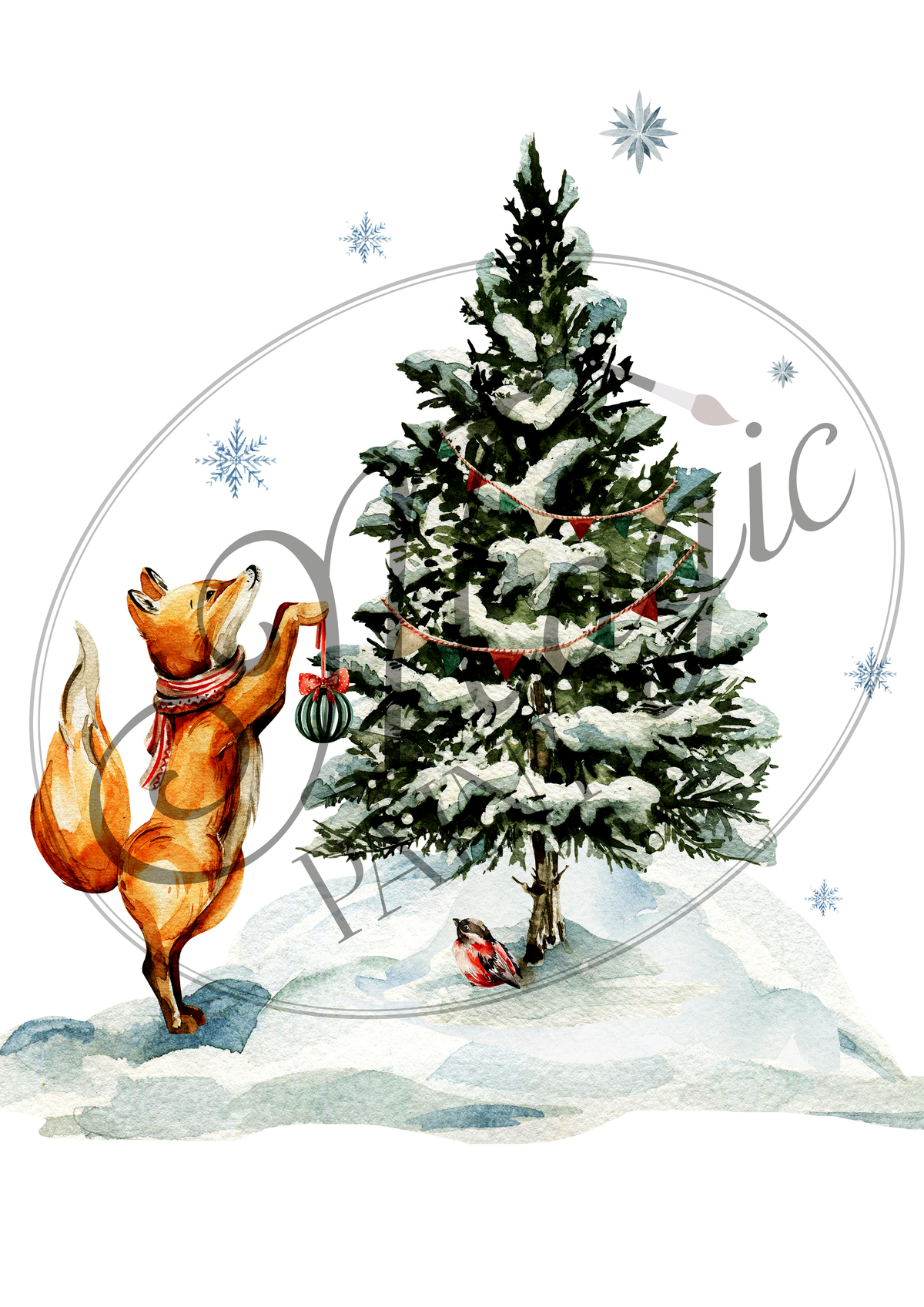 Transfer Print "CHRISTMAS, SNOWBALL" 28×40 cm