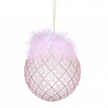 Decorazione "Piume Pink", in vetro con glitter