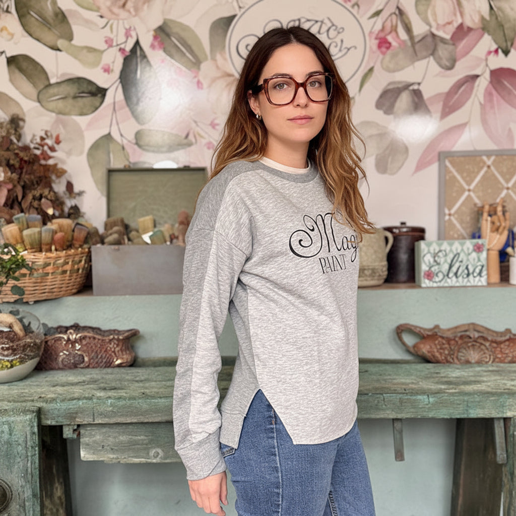 Gray Magic Paint Sweatshirt Off Shoulder
