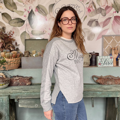 Gray Magic Paint Sweatshirt Off Shoulder