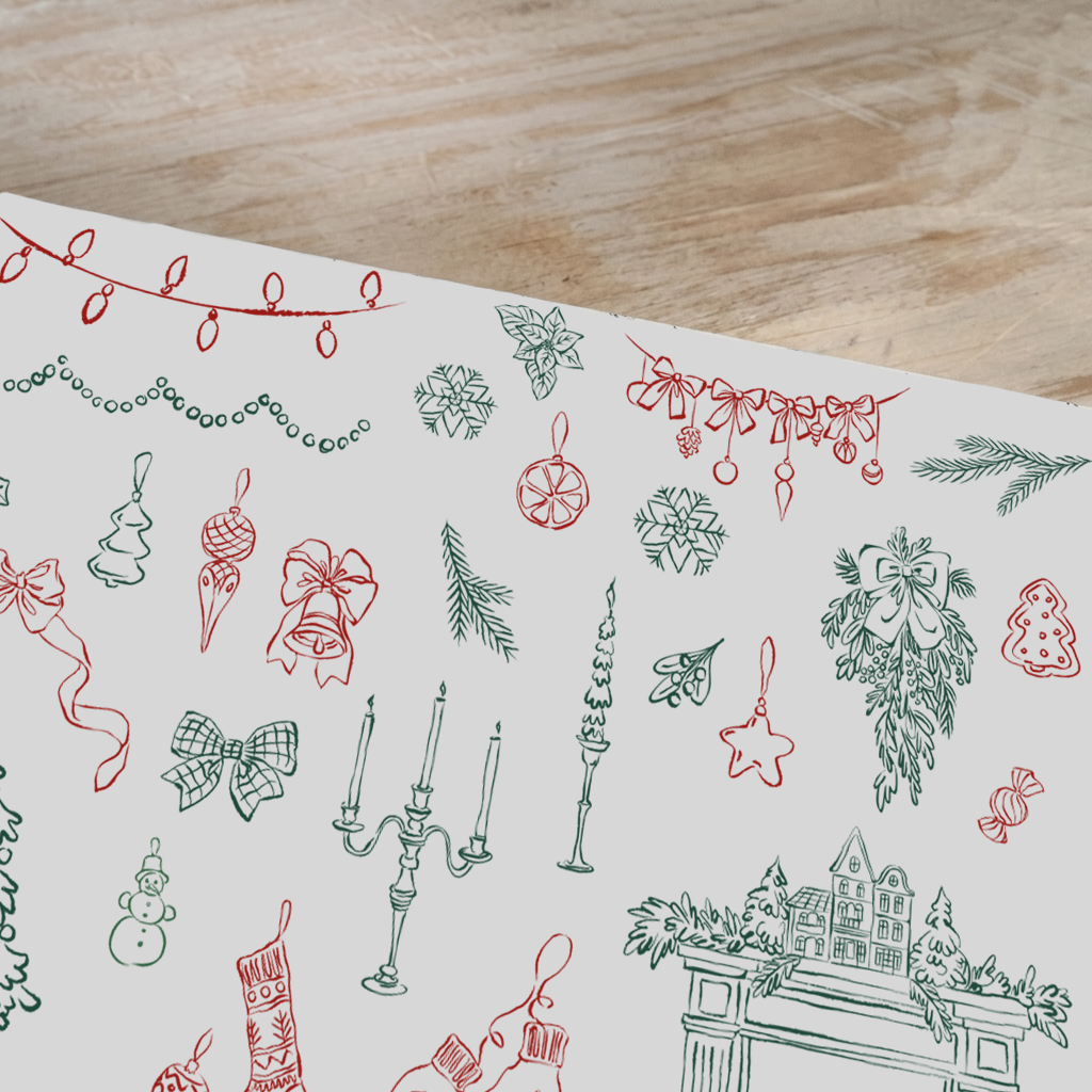 Transfer Print "CHRISTMAS, SNOWBALL" 28×40 cm