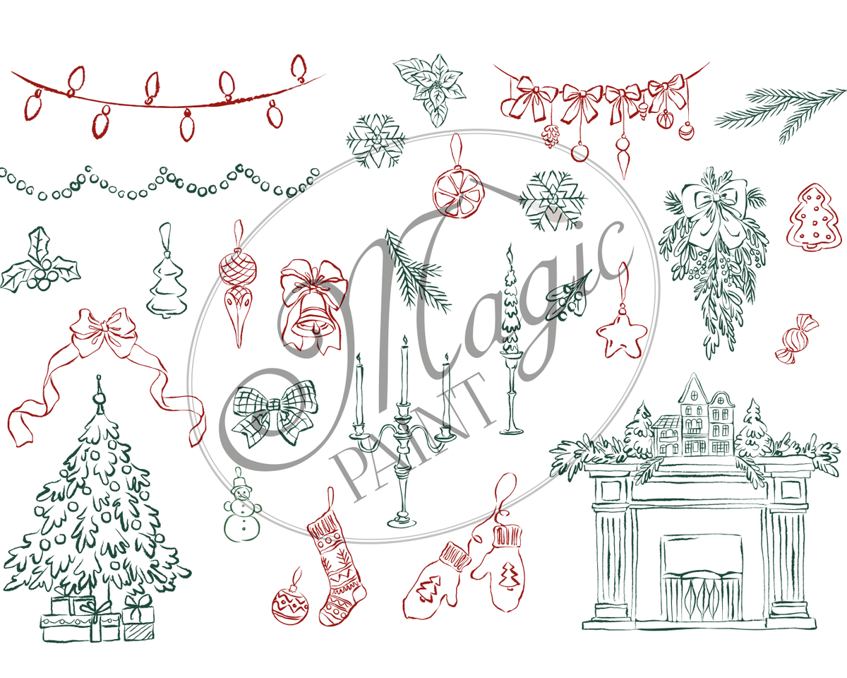 Transfer Print "CHRISTMAS, SNOWBALL" 28×40 cm