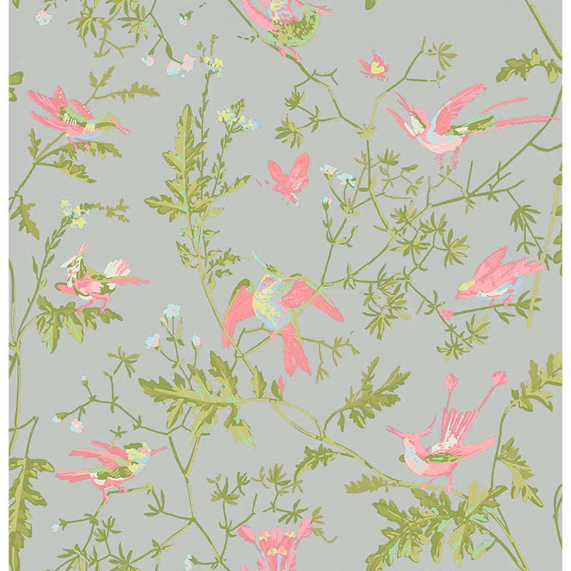 Carta da Parati "Hummingbirds Rose & Olive on Grey" Selection of Hummingbirds | COLE & SON