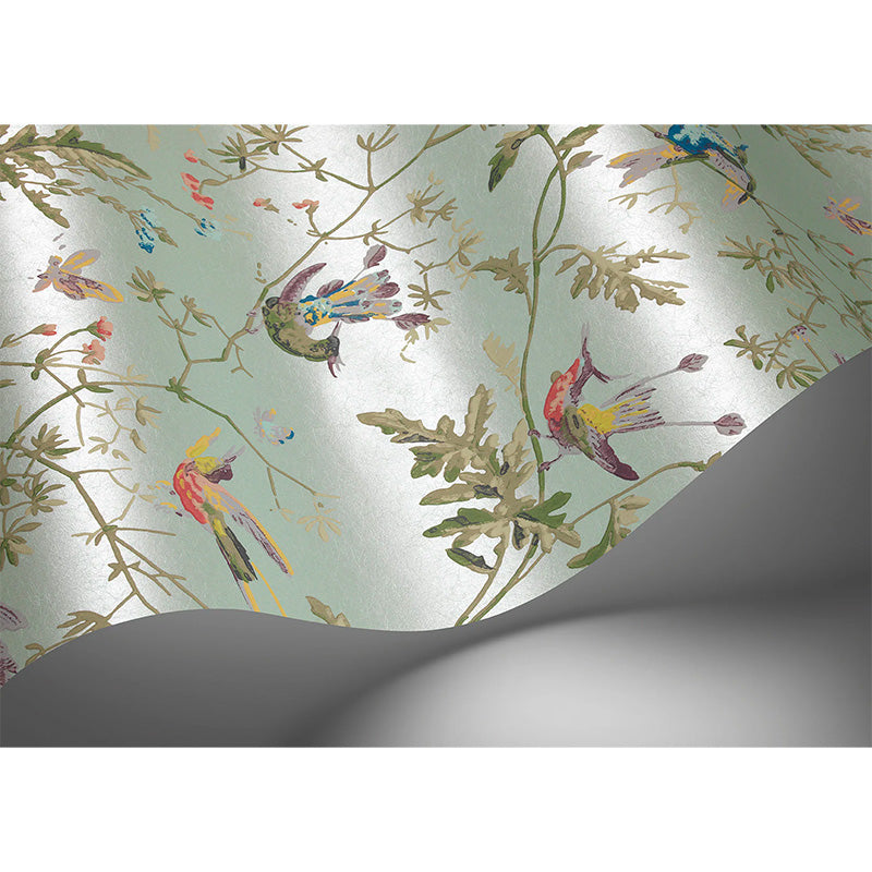 Carta da Parati "Hummingbirds Multi, Old Olive on Duck Egg Mica" Selection of Hummingbirds | COLE & SON