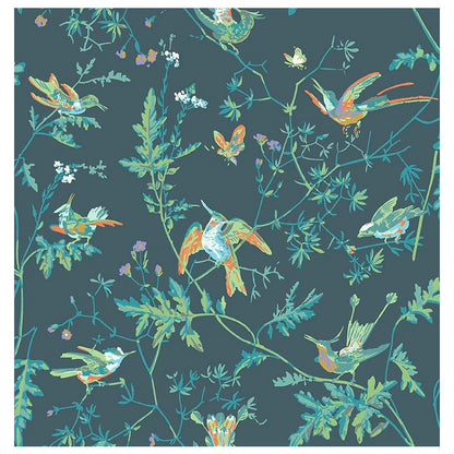 Carta da Parati "Hummingbirds Multi, Old Olive on Duck Egg Mica" Selection of Hummingbirds | COLE & SON