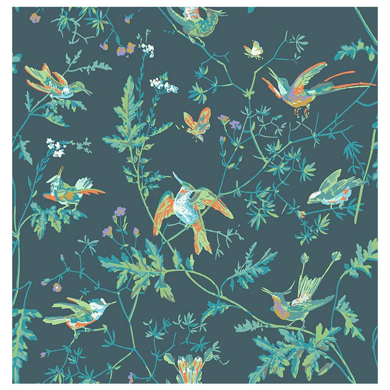 Carta da Parati "Hummingbirds Multi, Old Olive on Duck Egg Mica" Selection of Hummingbirds | COLE & SON