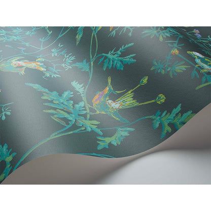 Carta da Parati "Hummingbirds Multi, Old Olive on Duck Egg Mica" Selection of Hummingbirds | COLE & SON