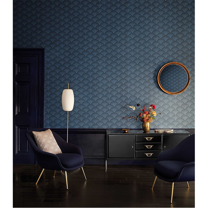 Carta da Parati "FEATHER FAN NERO & BLU" The Contemporary | COLE & SON
