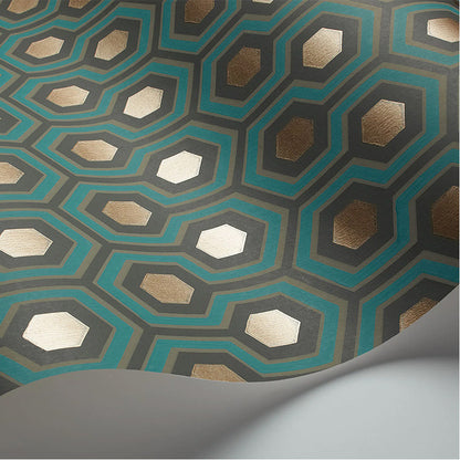 Carta da Parati "HICKS' HEXAGON VERDE & BRONZO" The Contemporary | COLE & SON