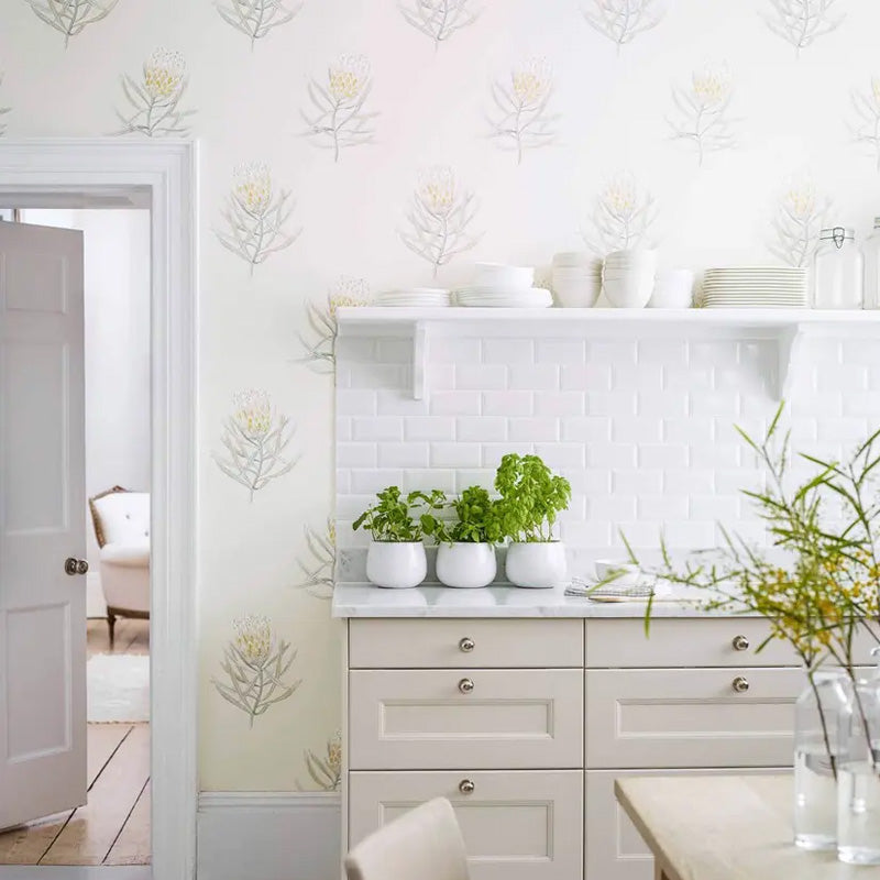 Carta da parati "Protea Flower Pesca" - Curios - SANDERSON