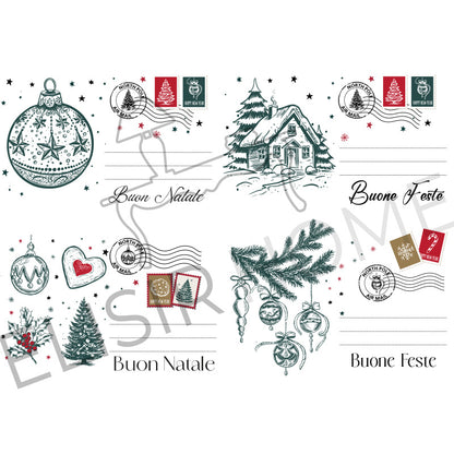 Stampa Trasferibile "NATALE, Cartoline di Natale" 28x40 cm