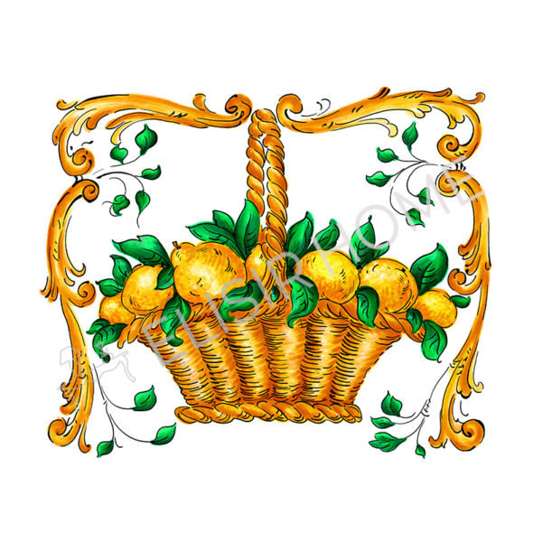 Stampa Trasferibile "SICILY TIME, CESTA DI LIMONI" 28x40 cm