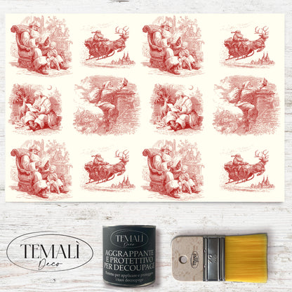 Dècoupage "Christmas Toile" Rosso