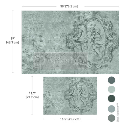 Carta da Découpage Double "Jardin Des ChéRubins" in Tessuto 2 fogli 48.3 × 76.2 cm - 29.7 × 41.9 cm