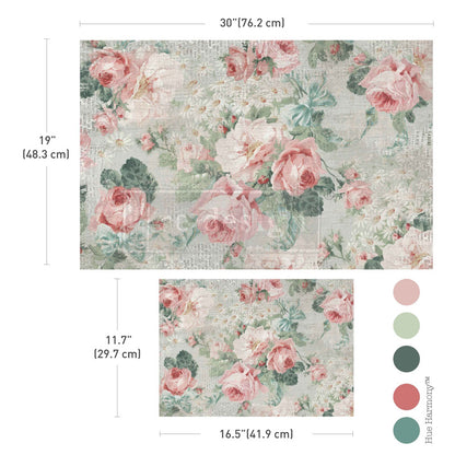 Carta da Découpage Double "Pink blossom" in Tessuto 2 fogli 48.3 × 76.2 cm - 29.7 × 41.9 cm