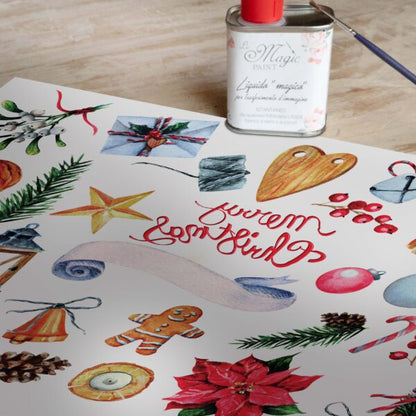 Stampa Trasferibile "NATALE, FANTASIA DELLE FESTE" 28x40 cm