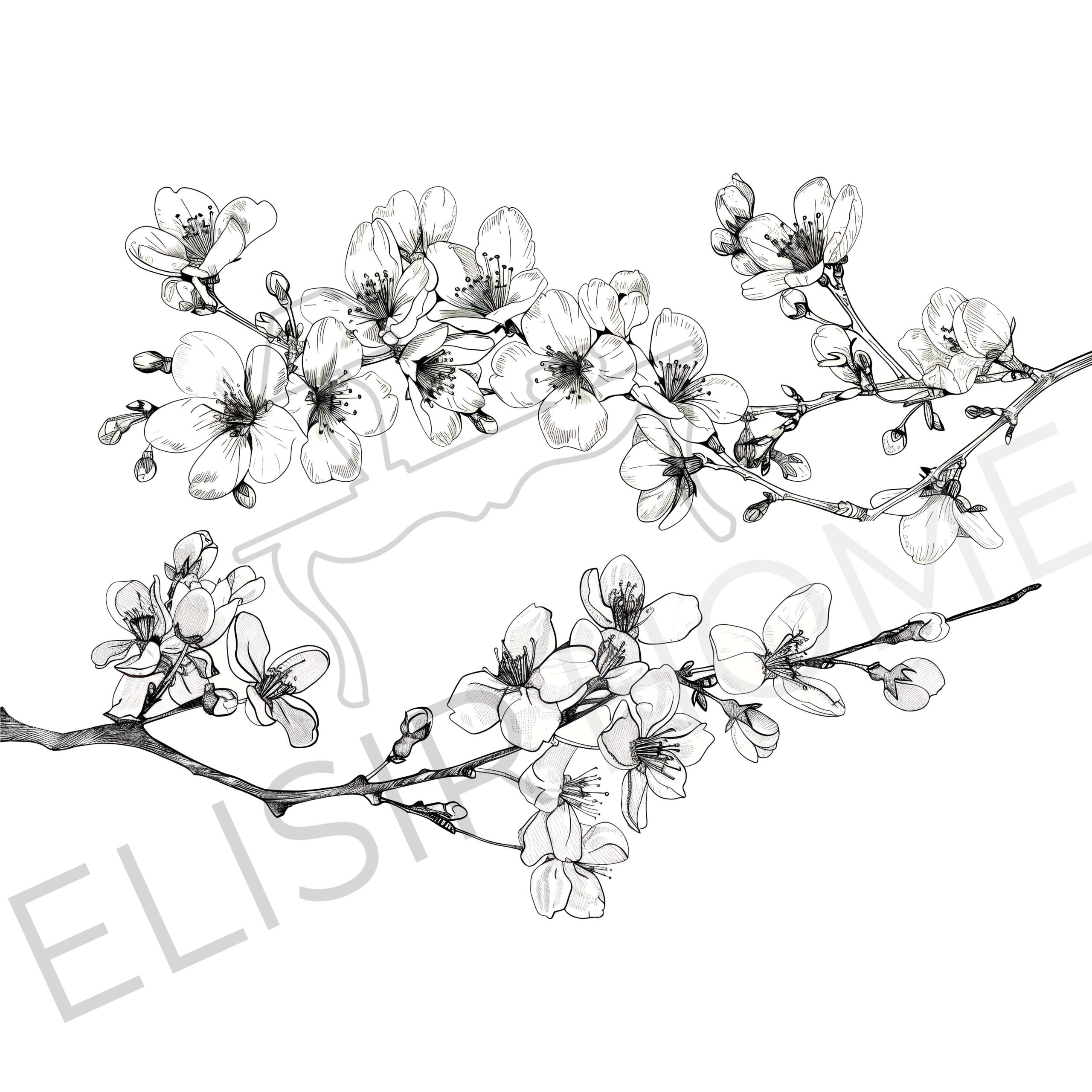 Estampado Transferible "FLORA Y FAUNA - FLORES DE CEREZO" 28x40 cm