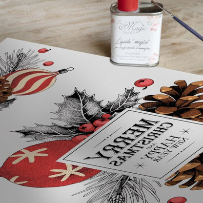 Stampa Trasferibile "NATALE, GHIRLANDA ELEGANTE" 28x40 cm