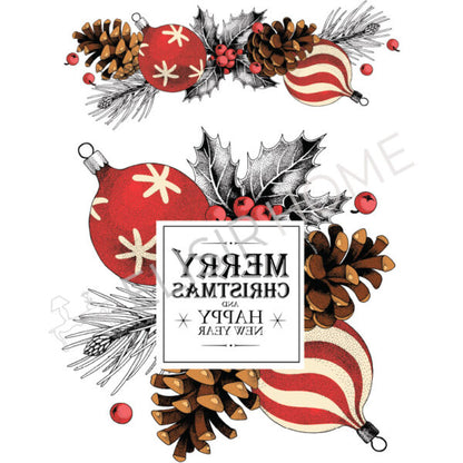 Stampa Trasferibile "NATALE, GHIRLANDA ELEGANTE" 28x40 cm
