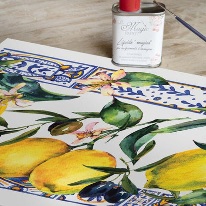Stampa Trasferibile "SICILY TIME, LEMON BORDER" 28x40 cm