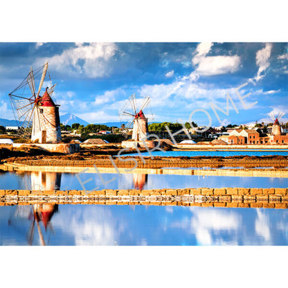 Stampa Trasferibile "SICILY TIME, MULINI" 28x40 cm